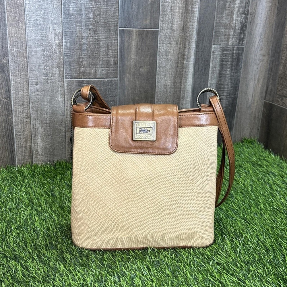 Vintage American Angel Woven Canvas & Leather‎ Crossbody Bag Made In Colombia